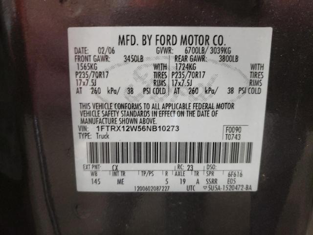 Photo 10 from auction – 2006 FORD F150 with VIN 1FTRX12W56NB10273