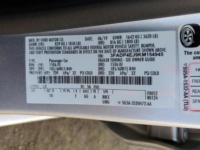 Photo 10 from auction – 2019 FORD FIESTA SE with VIN 3FADP4EJ9KM154945