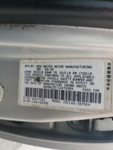 Photo 10 from auction – 2001 TOYOTA COROLLA CE with VIN 1NXBR12E71Z472909