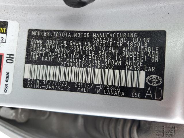 Photo 10 from auction – 2017 TOYOTA COROLLA L with VIN 2T1BURHE2HC787777