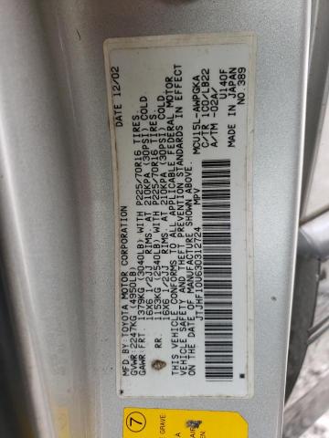 Photo 10 from auction – 2003 LEXUS RX 300 with VIN JTJHF10U630312724