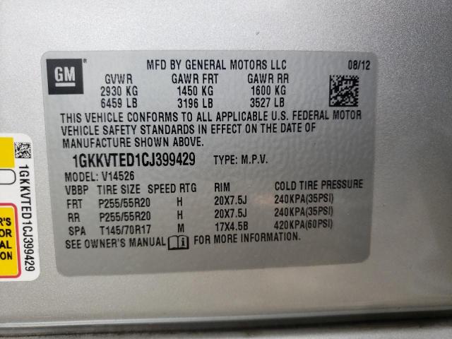 Photo 10 from auction – 2012 GMC ACADIA DEN with VIN 1GKKVTED1CJ399429