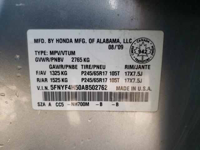 Photo 10 from auction – 2010 HONDA PILOT EXL with VIN 5FNYF4H50AB502762