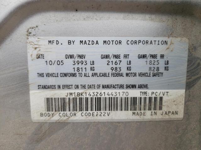 Photo 10 from auction – 2006 MAZDA 3 HATCHBAC with VIN JM1BK143261443170