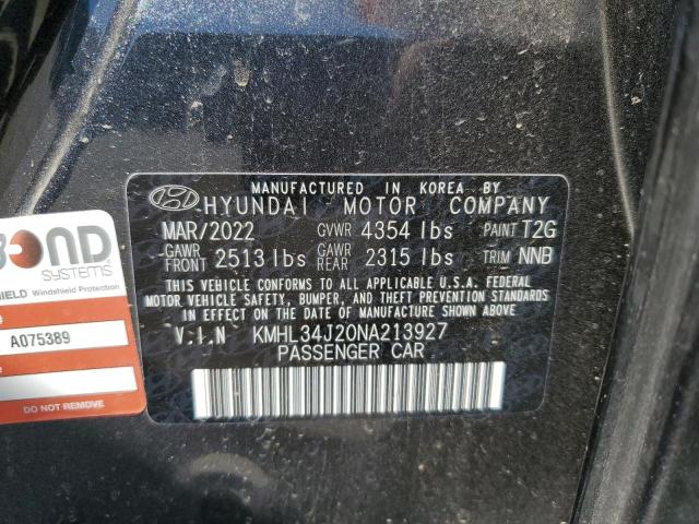 Photo 10 from auction – 2022 HYUNDAI SONATA LIM with VIN KMHL34J20NA213927