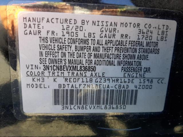 Photo 10 from auction – 2021 NISSAN VERSA SV with VIN 3N1CN8EVXML836850