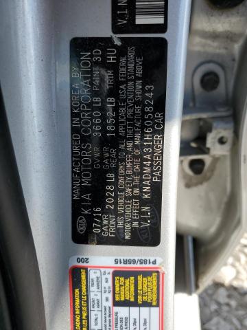 Photo 10 from auction – 2017 KIA RIO LX with VIN KNADM4A31H6058243
