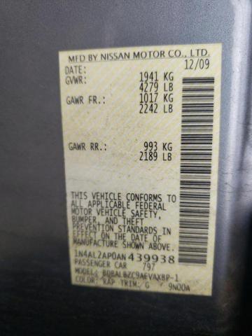 Photo 10 from auction – 2010 NISSAN ALTIMA BAS with VIN 1N4AL2AP0AN439938