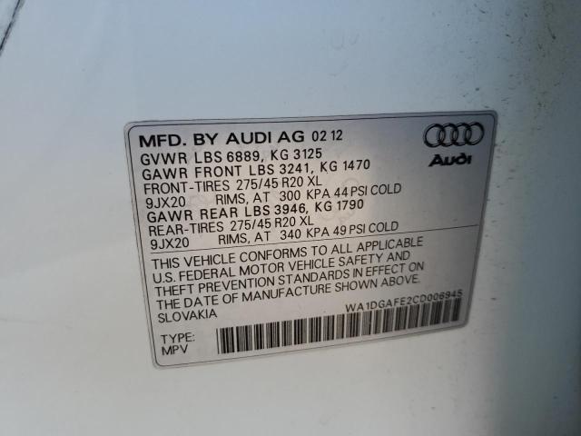 Photo 10 from auction – 2012 AUDI Q7 PRESTIG with VIN WA1DGAFE2CD006945