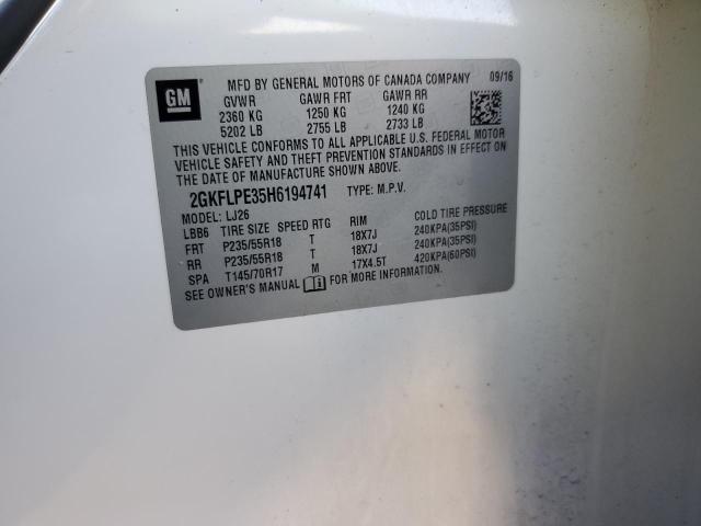 Photo 10 from auction – 2017 GMC TERRAIN SL with VIN 2GKFLPE35H6194741