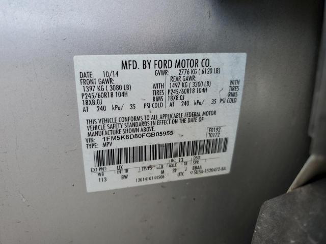 Photo 10 from auction – 2015 FORD EXPLORER X with VIN 1FM5K8D80FGB05955