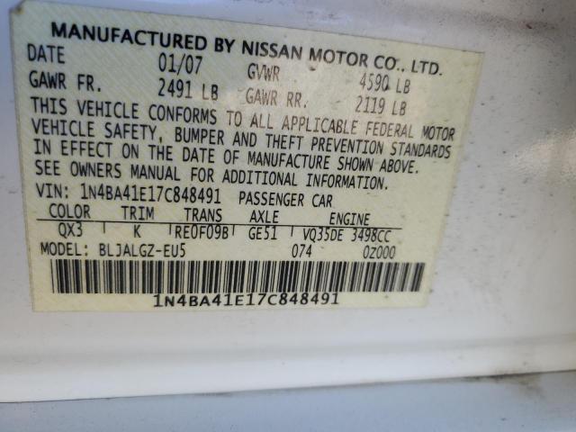 Photo 10 from auction – 2007 NISSAN MAXIMA SE with VIN 1N4BA41E17C848491
