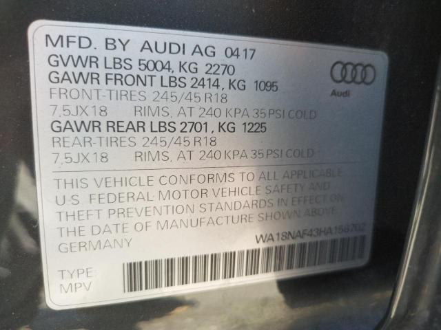 Photo 10 from auction – 2017 AUDI A4 ALLROAD with VIN WA18NAF43HA156702