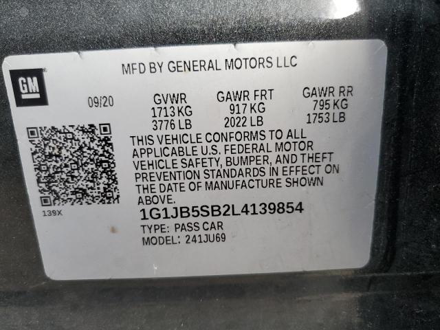 Photo 10 from auction – 2020 CHEVROLET SONIC LS with VIN 1G1JB5SB2L4139854