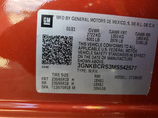 Photo 10 from auction – 2021 CHEVROLET BLAZER 2LT with VIN 3GNKBCRS3MS542577