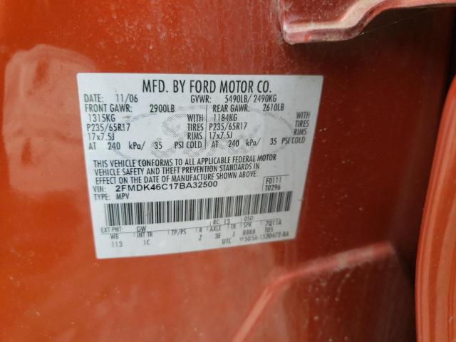 Photo 10 from auction – 2007 FORD EDGE with VIN 2FMDK46C17BA32500