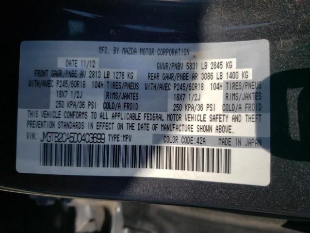 Photo 10 from auction – 2013 MAZDA CX-9 TOURI with VIN JM3TB2CA5D0403699