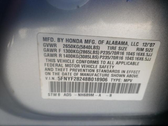 Photo 10 from auction – 2008 HONDA PILOT VP with VIN 5FNYF28248B018906