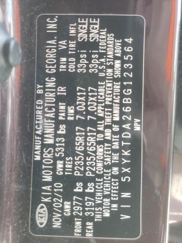 Photo 10 from auction – 2011 KIA SORENTO BA with VIN 5XYKTDA26BG123564