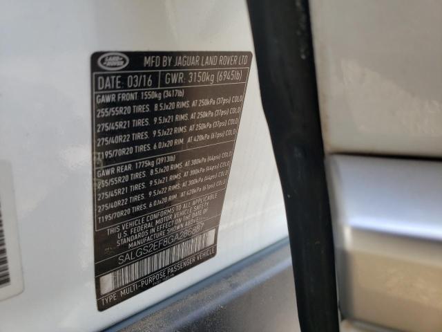Photo 10 from auction – 2016 LAND ROVER RANGE ROVE with VIN SALGS2EF8GA286887
