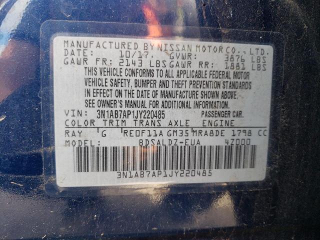 Photo 10 from auction – 2018 NISSAN SENTRA S with VIN 3N1AB7AP1JY220485