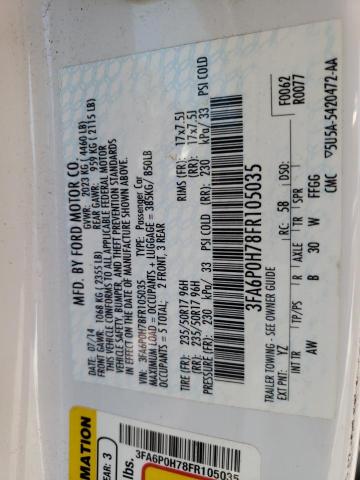 Photo 10 from auction – 2015 FORD FUSION SE with VIN 3FA6P0H78FR105035