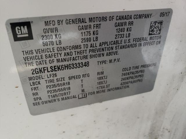 Photo 10 from auction – 2017 GMC TERRAIN SL with VIN 2GKFLSEK6H6333348