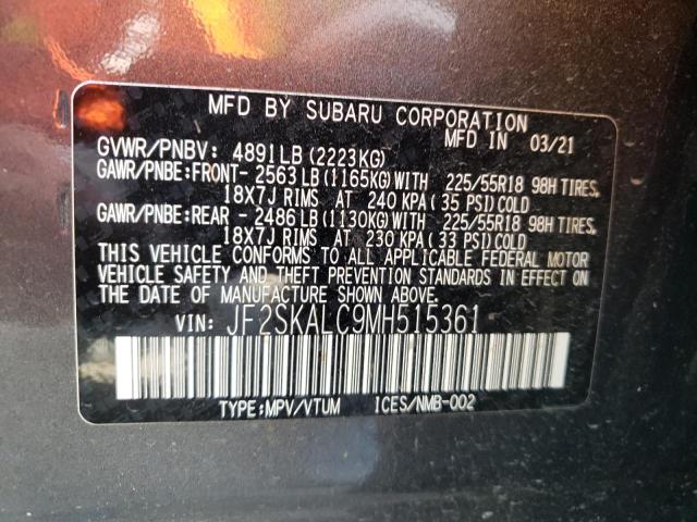 Photo 10 from auction – 2021 SUBARU FORESTER S with VIN JF2SKALC9MH515361