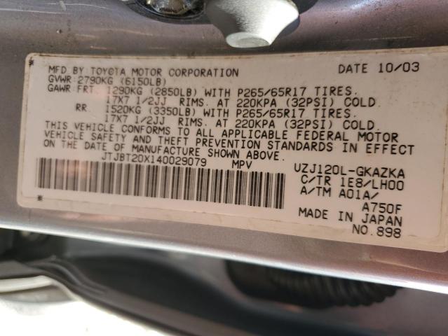 Photo 10 from auction – 2004 LEXUS GX 470 with VIN JTJBT20X140029079