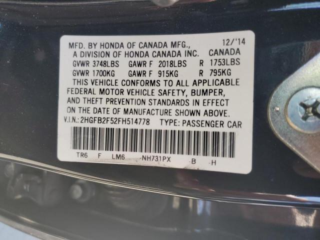 Photo 10 from auction – 2015 HONDA CIVIC LX with VIN 2HGFB2F52FH514778