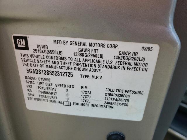 Photo 10 from auction – 2005 BUICK RAINIER CX with VIN 5GADS13S852312725