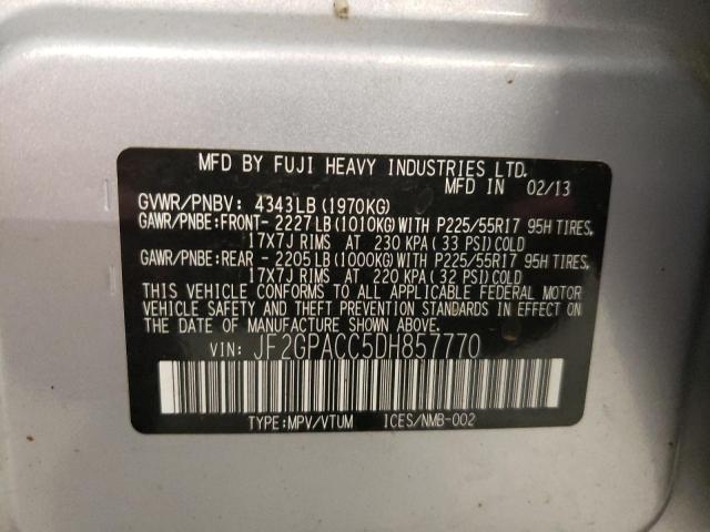 Photo 10 from auction – 2013 SUBARU XV CROSSTR with VIN JF2GPACC5DH857770