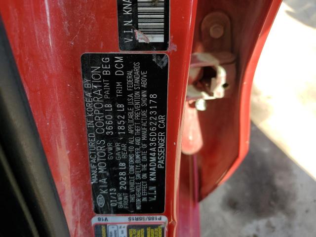 Photo 10 from auction – 2013 KIA RIO LX with VIN KNADM4A36D6223178