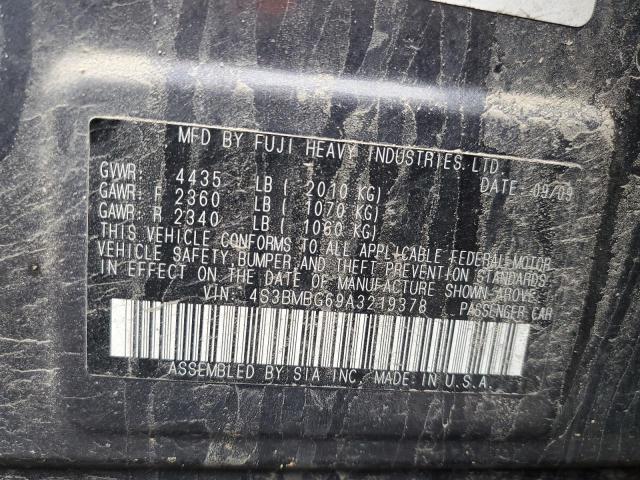 Photo 10 from auction – 2010 SUBARU LEGACY with VIN 4S3BMBG69A3219378