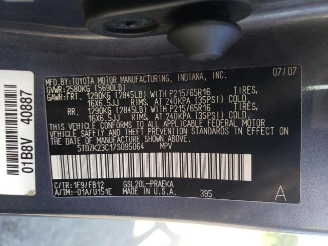 Photo 10 from auction – 2007 TOYOTA SIENNA CE with VIN 5TDZK23C17S095064