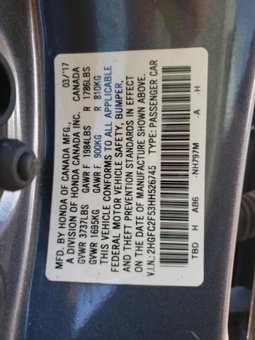Photo 10 from auction – 2017 HONDA CIVIC LX with VIN 2HGFC2F53HH526745