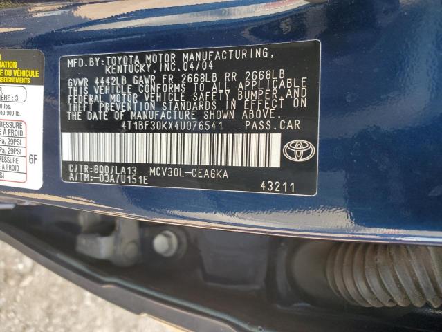 Photo 10 from auction – 2004 TOYOTA CAMRY LE with VIN 4T1BF30KX4U076541