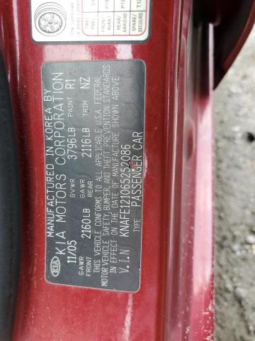 Photo 10 from auction – 2006 KIA SPECTRA LX with VIN KNAFE121065252086