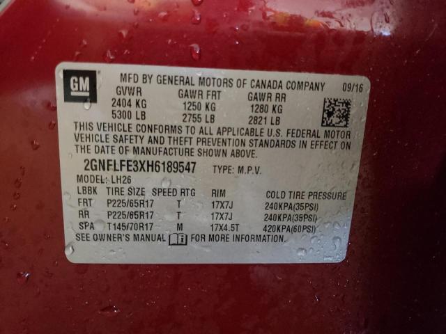 Photo 10 from auction – 2017 CHEVROLET EQUINOX LT with VIN 2GNFLFE3XH6189547