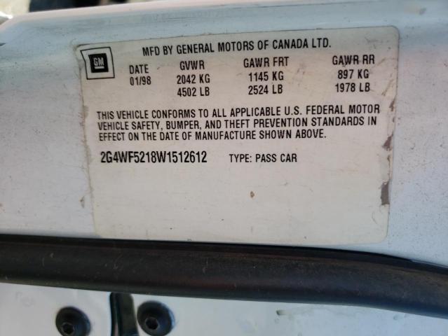 Photo 10 from auction – 1998 BUICK REGAL GS with VIN 2G4WF5218W1512612