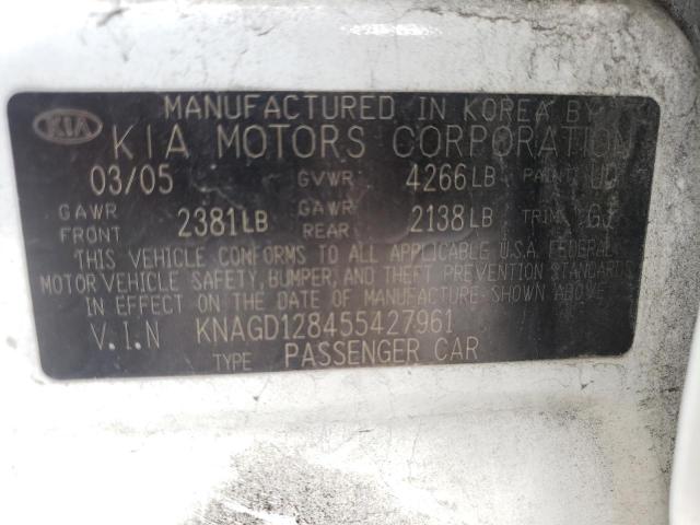 Photo 10 from auction – 2005 KIA OPTIMA LX with VIN KNAGD128455427961