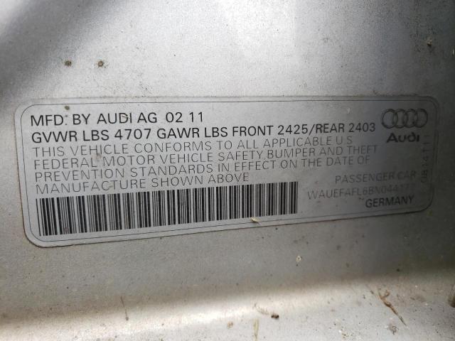 Photo 10 from auction – 2011 AUDI A4 PREMIUM with VIN WAUEFAFL6BN044177