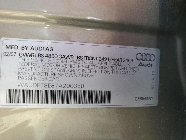 Photo 10 from auction – 2007 AUDI A4 2.0T QU with VIN WAUDF78E87A200358