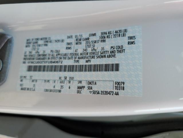 Photo 10 from auction – 2015 FORD ESCAPE SE with VIN 1FMCU0G7XFUB40672