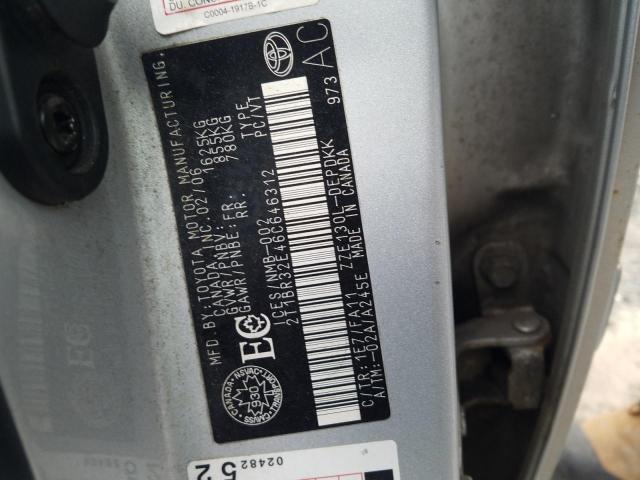 Photo 9 from auction – 2006 TOYOTA COROLLA CE with VIN 2T1BR32E46C646312