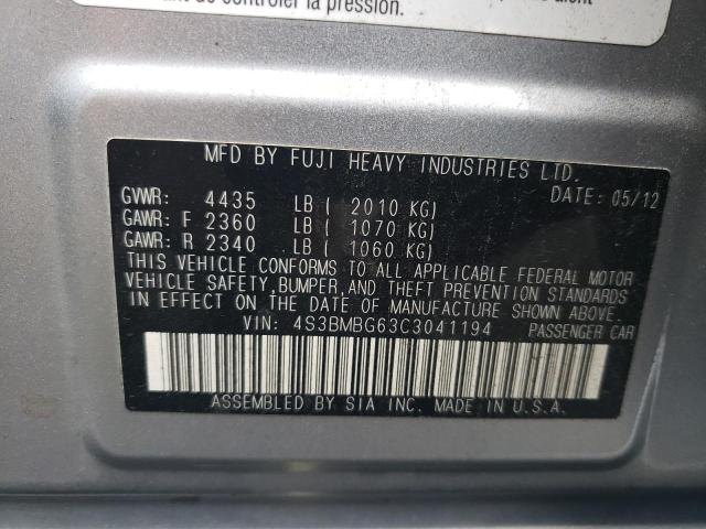Photo 10 from auction – 2012 SUBARU LEGACY 2.5 with VIN 4S3BMBG63C3041194