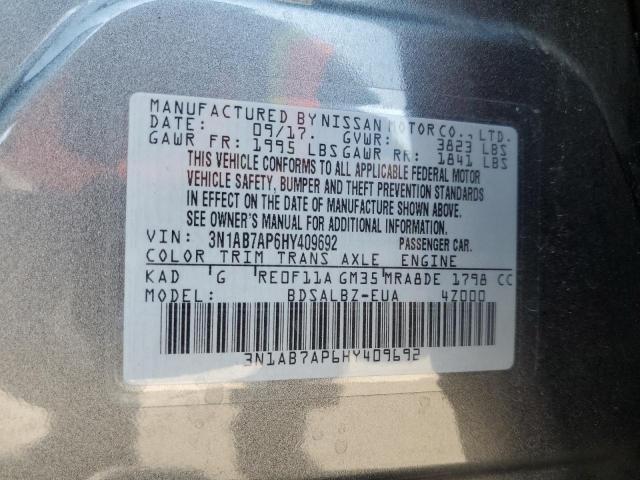 Photo 10 from auction – 2017 NISSAN SENTRA S with VIN 3N1AB7AP6HY409692