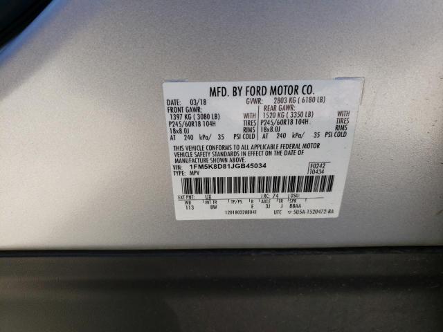 Photo 10 from auction – 2018 FORD EXPLORER X with VIN 1FM5K8D81JGB45034