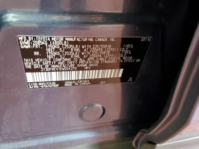 Photo 10 from auction – 2014 TOYOTA RAV4 LIMIT with VIN 2T3DFREV1EW204270