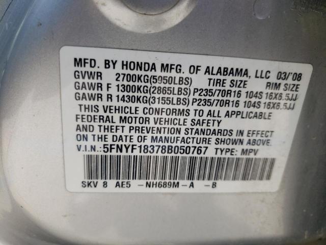 Photo 10 from auction – 2008 HONDA PILOT SE with VIN 5FNYF18378B050767